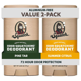 Dr. Squatch front packaging showing both scents and two-stick value