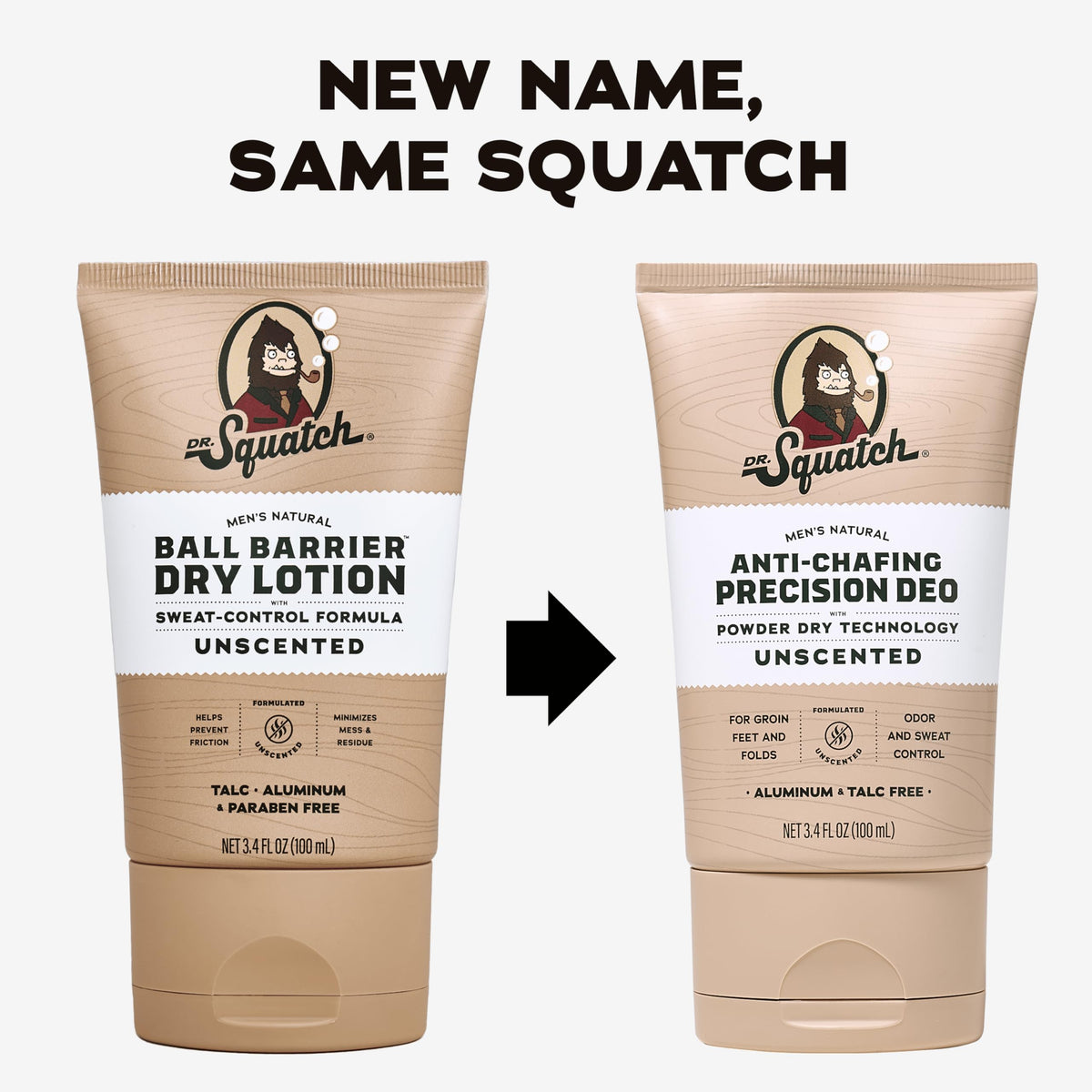 Dr. Squatch deodorant texture close-up showing lotion-to-powder finish for quick drying
