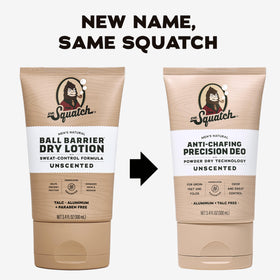 Dr. Squatch deodorant texture close-up showing lotion-to-powder finish for quick drying