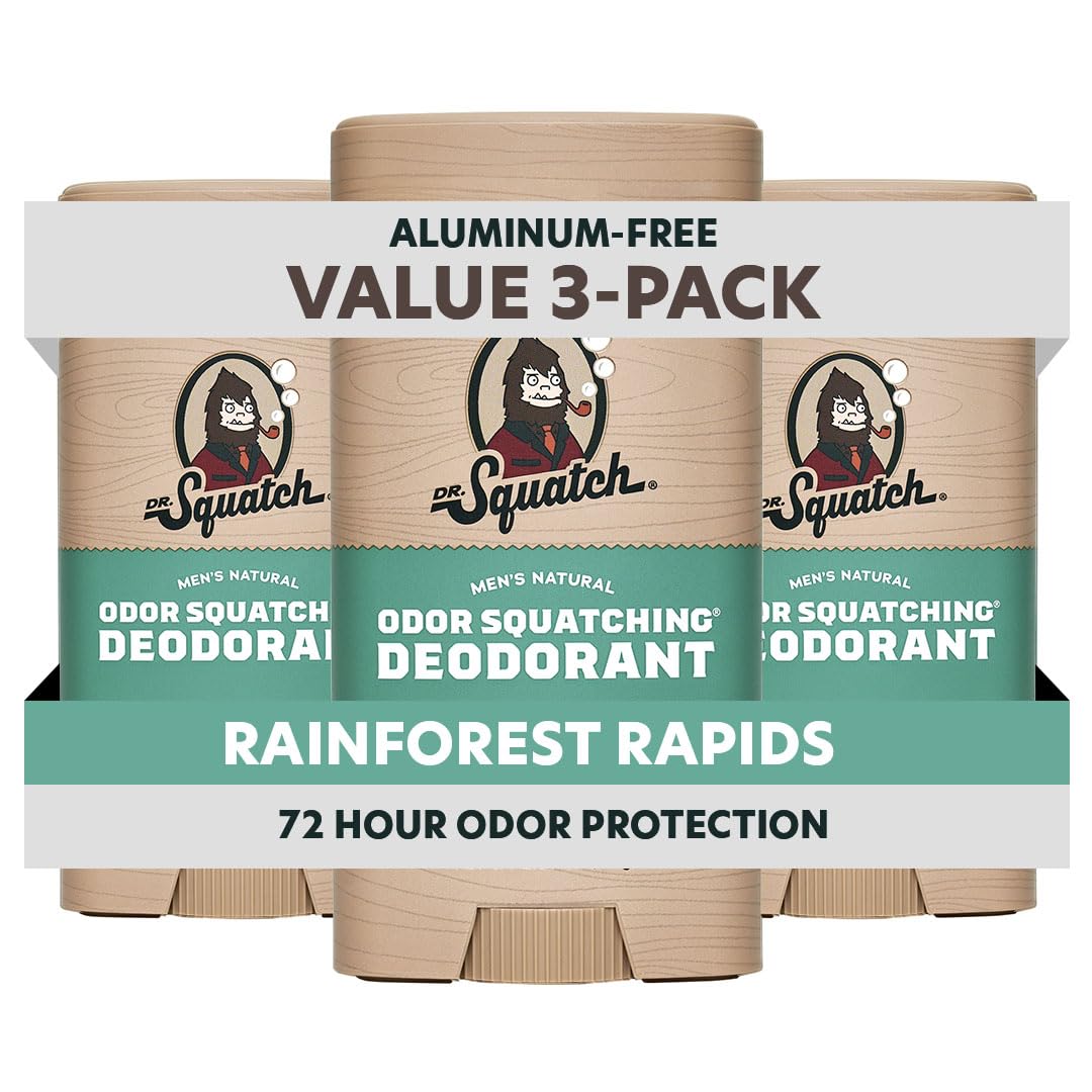 Dr. Squatch front packaging showing Rainforest Rapids scent and clean design benefit