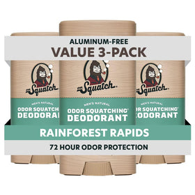 Dr. Squatch front packaging showing Rainforest Rapids scent and clean design benefit