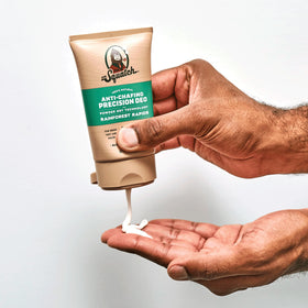 Dr. Squatch on shower shelf lifestyle image showing travel convenience