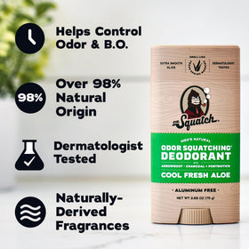 Dr. Squatch side label highlighting natural ingredients and skin-friendly benefits