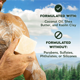 Dr. Squatch ingredient shot with kaolin clay highlighting gentle cleansing benefit