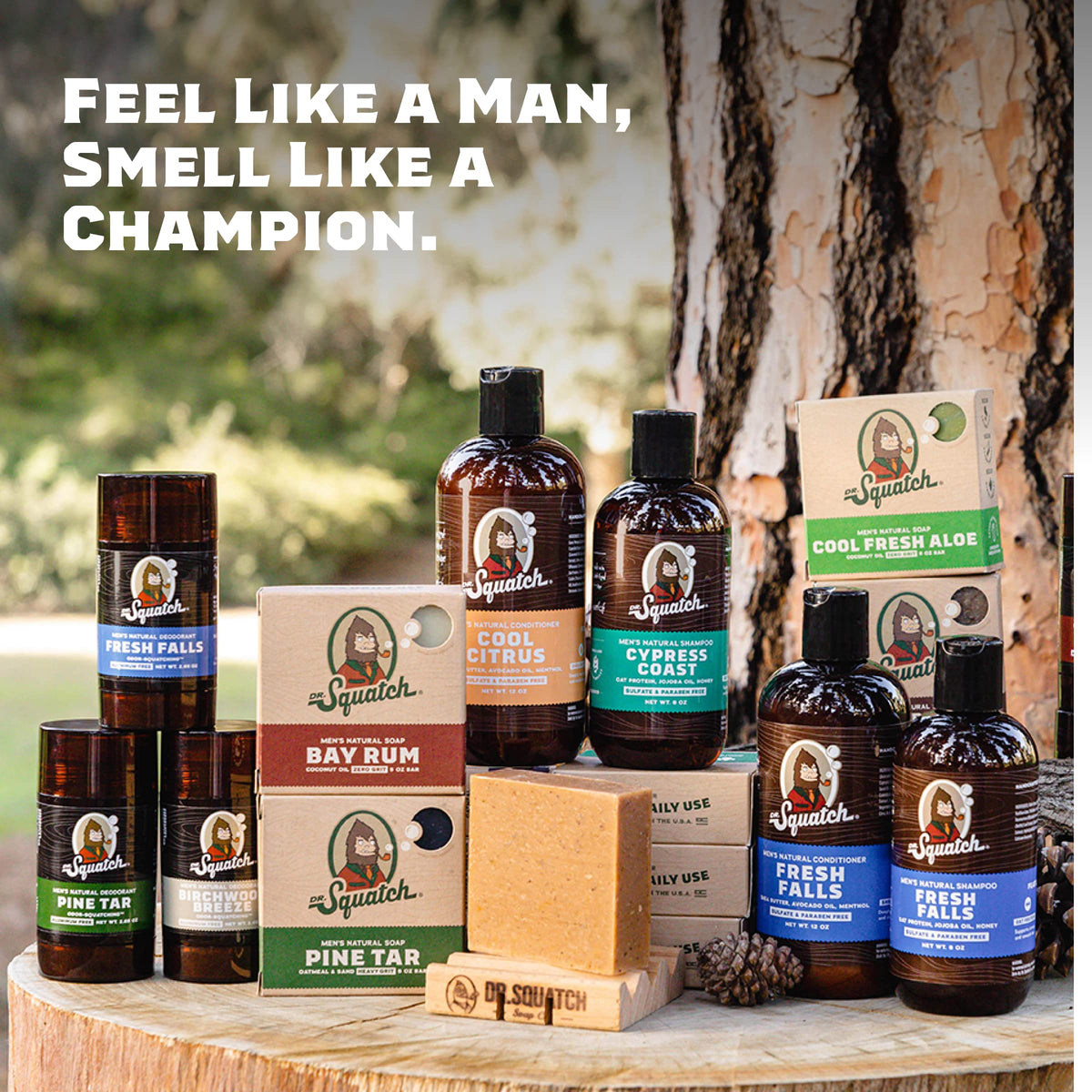Dr. Squatch bar beside ruler size comparison showing true 5 oz scale