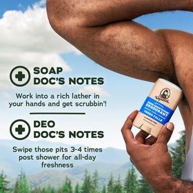 Dr. Squatch soap size comparison next to coin showing real-world scale advantage