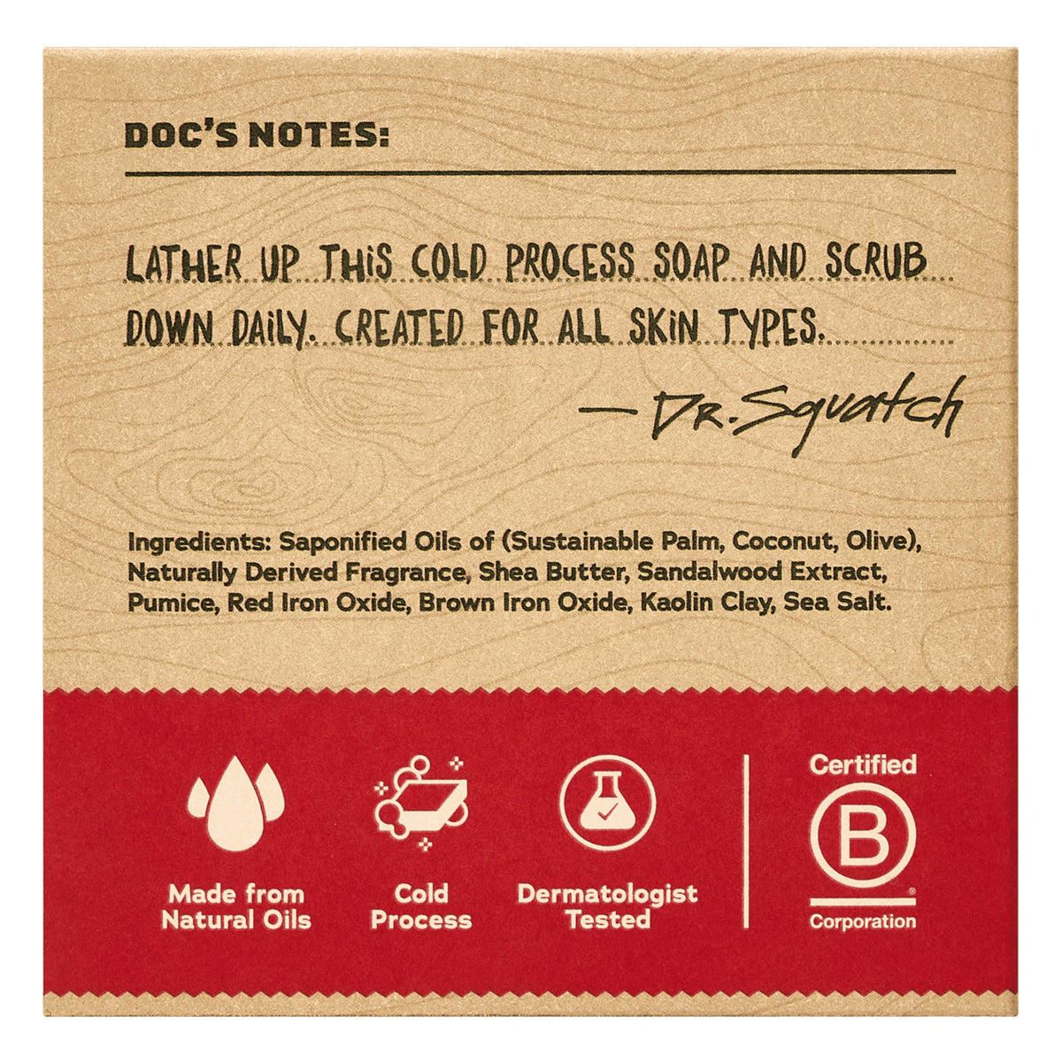 Close-up of Dr. Squatch soap texture highlighting creamy lather and nourishing oils