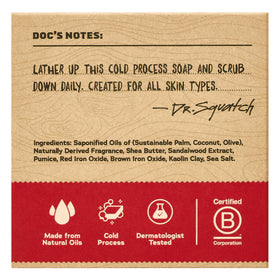 Close-up of Dr. Squatch soap texture highlighting creamy lather and nourishing oils