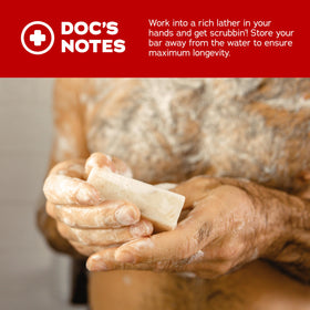 Dr. Squatch bar producing rich foam in shower for effective cleansing benefit