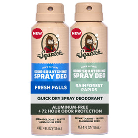 Dr. Squatch front packaging showing two sprays and natural benefit