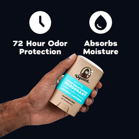 Close-up of deodorant stick texture by Dr. Squatch showing smooth, solid application