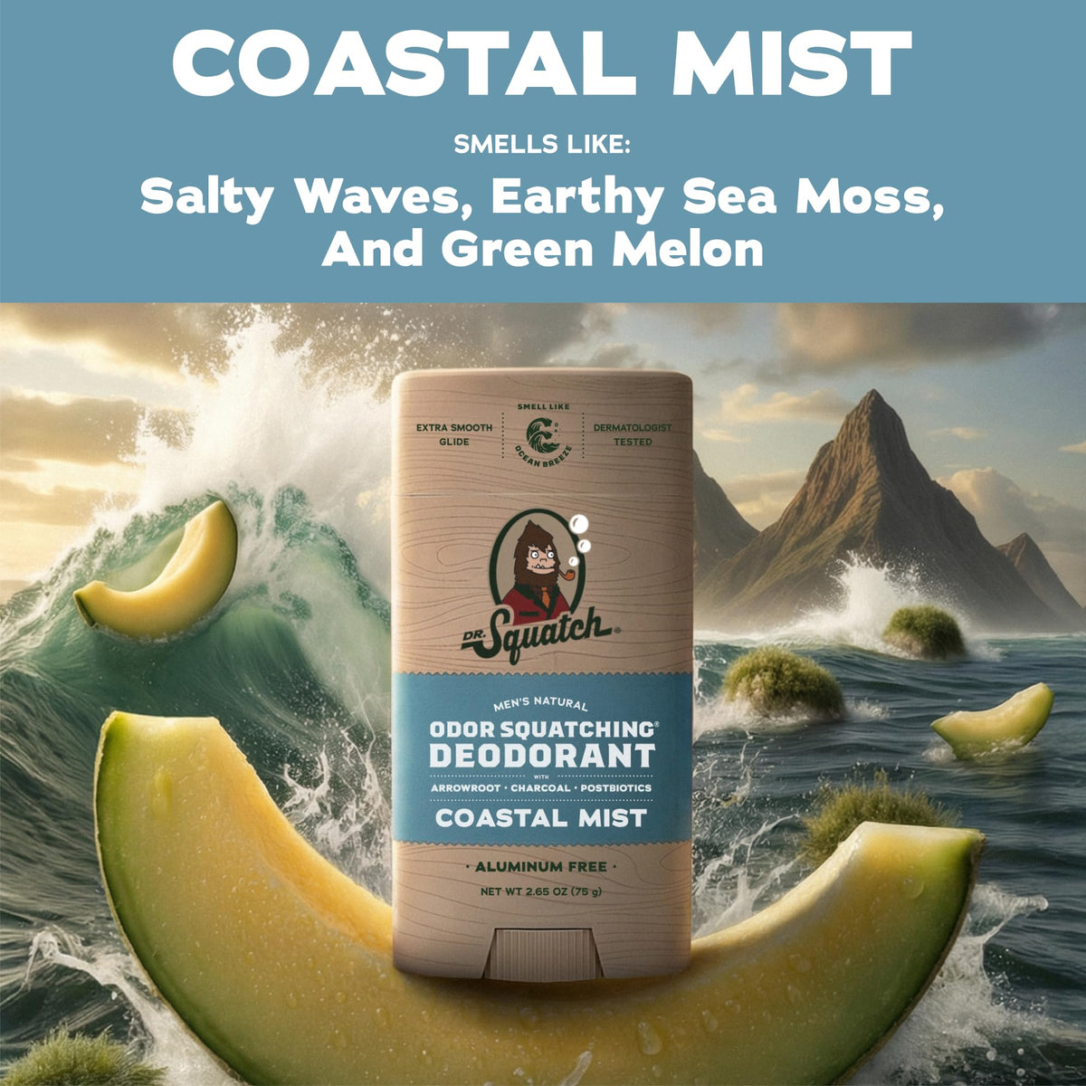 Dr. Squatch label close-up showing natural ingredients and clarity