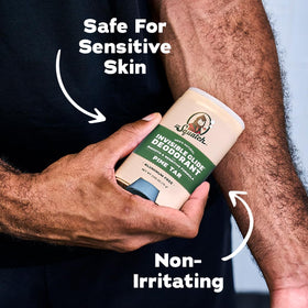 Dr. Squatch clear swatch on fabric demonstrating no-stain finish