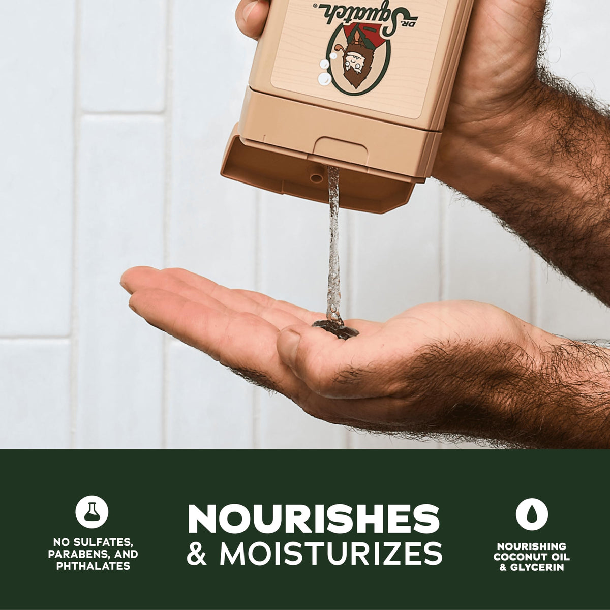Dr. Squatch rich lather texture close-up demonstrating creamy cleansing benefit