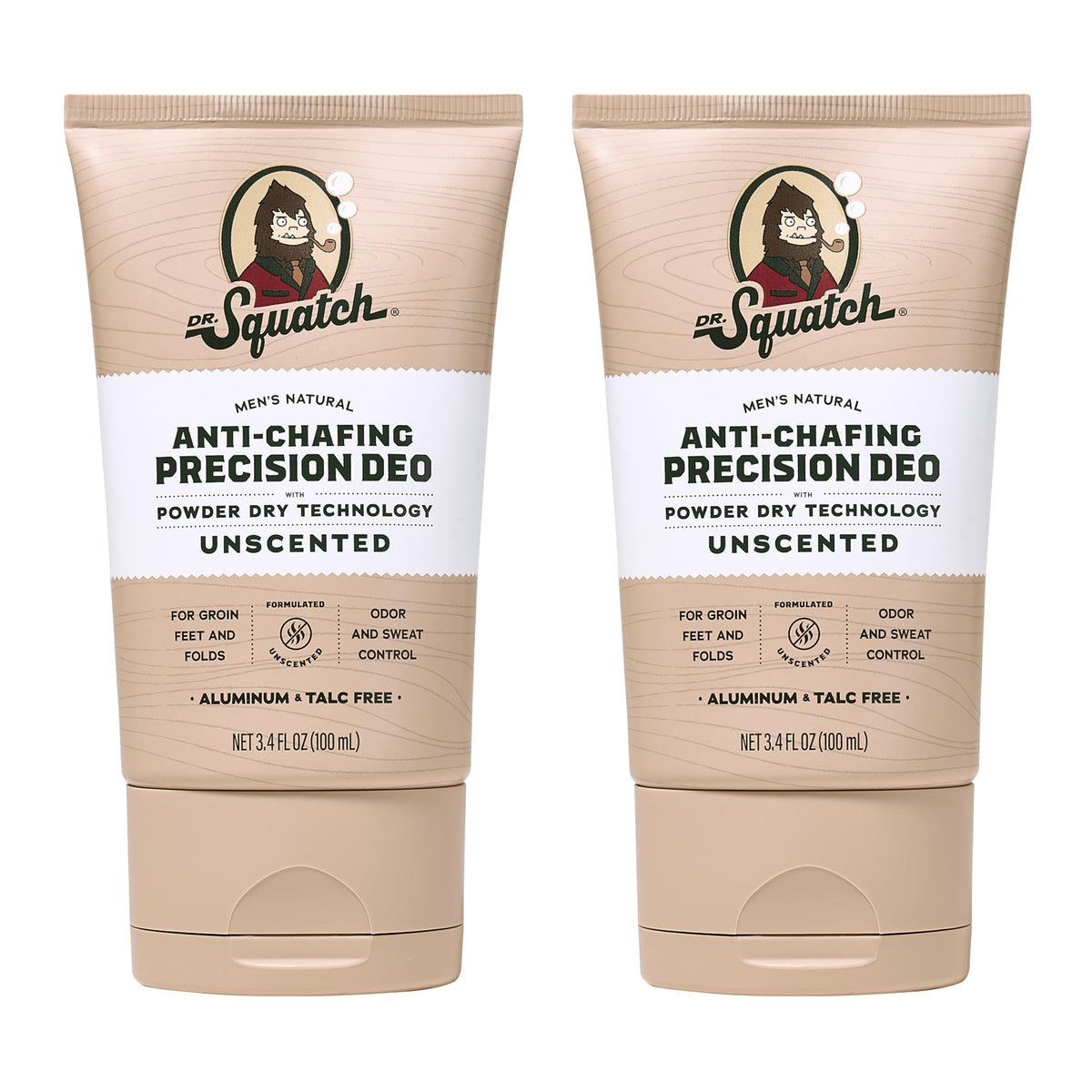 Dr. Squatch unscented packaging showing two sticks and clear labeling for convenience