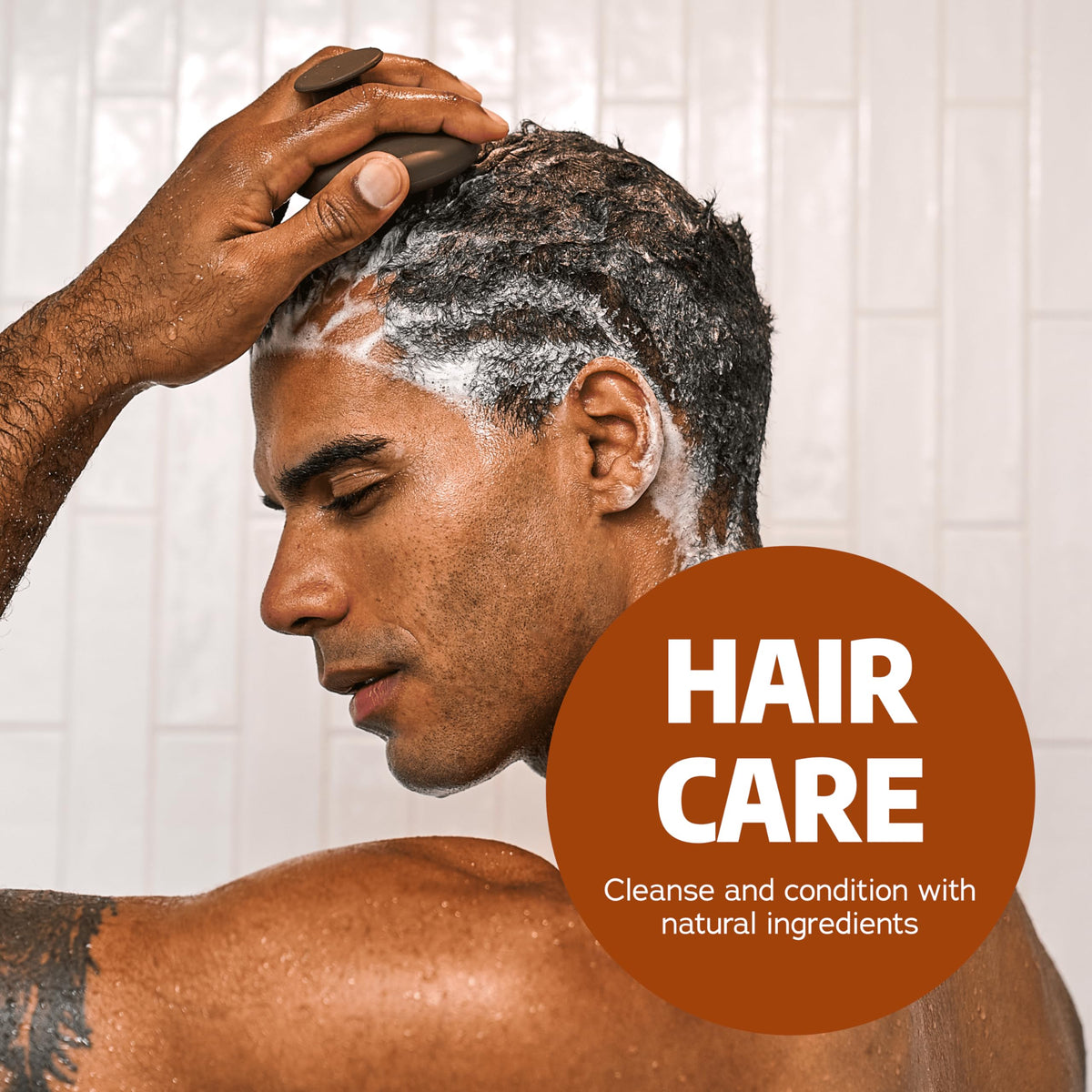 Dr. Squatch shampoo and conditioner in shower demonstrating easy in-shower use and refreshing scent