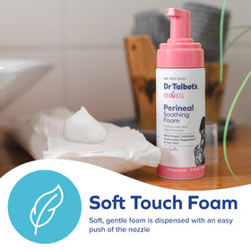 Dr. Talbot's Mom foam applied to perineal pad providing quick comfort
