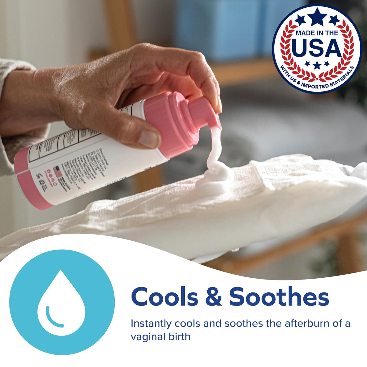 Dr. Talbot's Mom foam being dispensed showing lightweight texture benefit