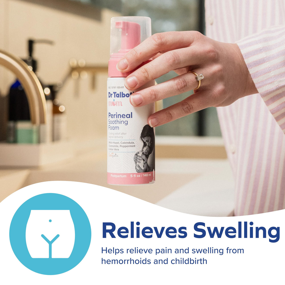 Dr. Talbot's Mom ingredients close-up with witch hazel and aloe soothing benefit