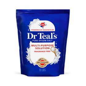 Dr Teal's front bag view showing bulk packaging and label, convenient storage