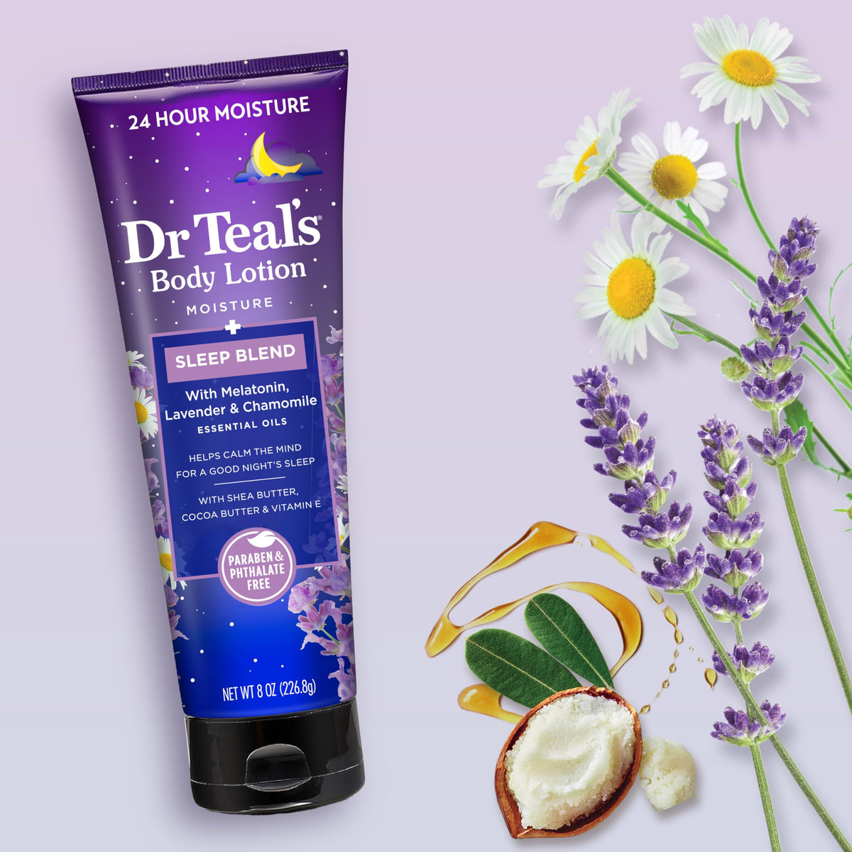 Dr Teal's lotion spreading on skin showing quick absorption and non-greasy finish