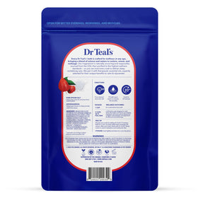 Dr Teal's back label with ingredient list and usage instructions for safe informed use