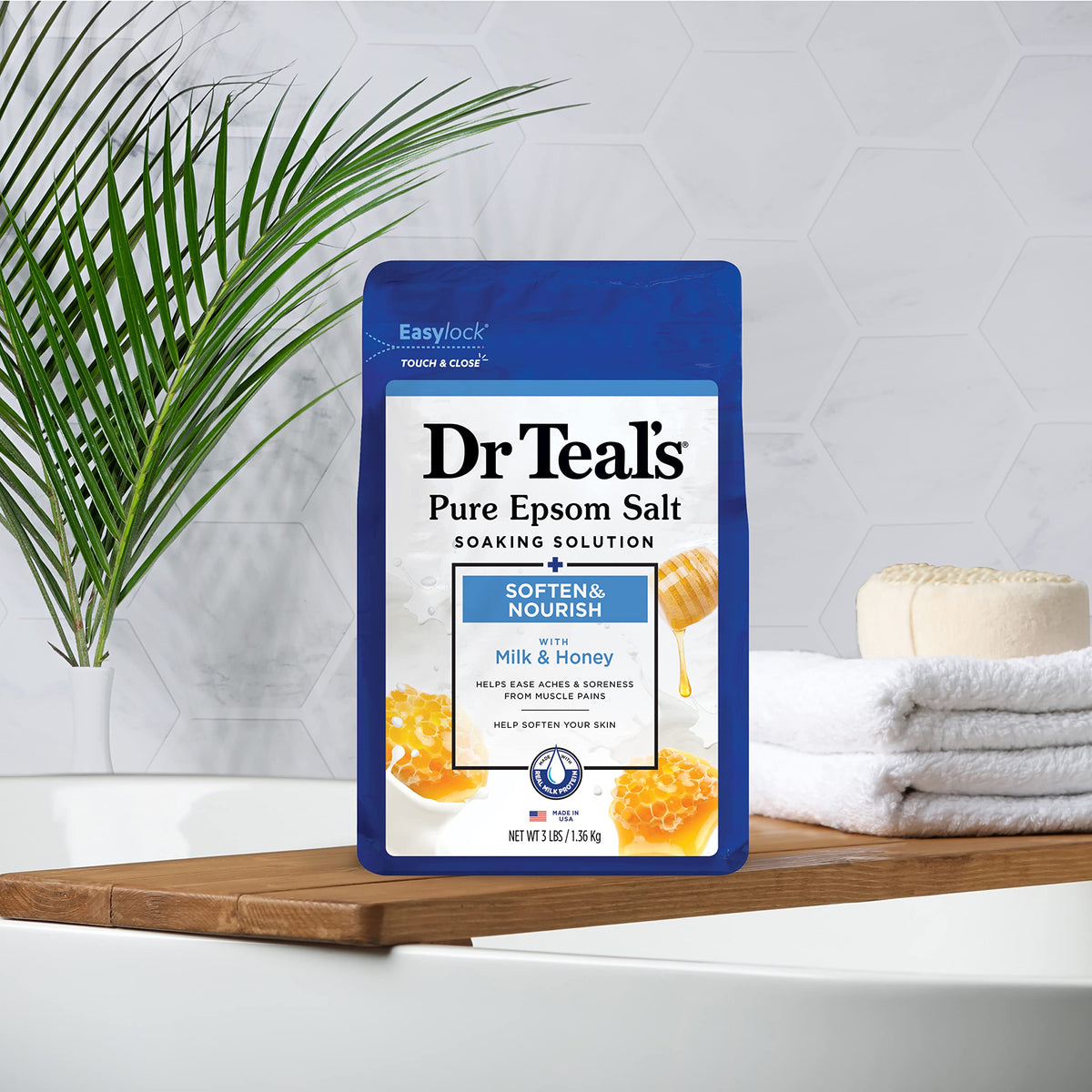 Dr. Teal's bathtub scene conveying relaxation and a calming soak
