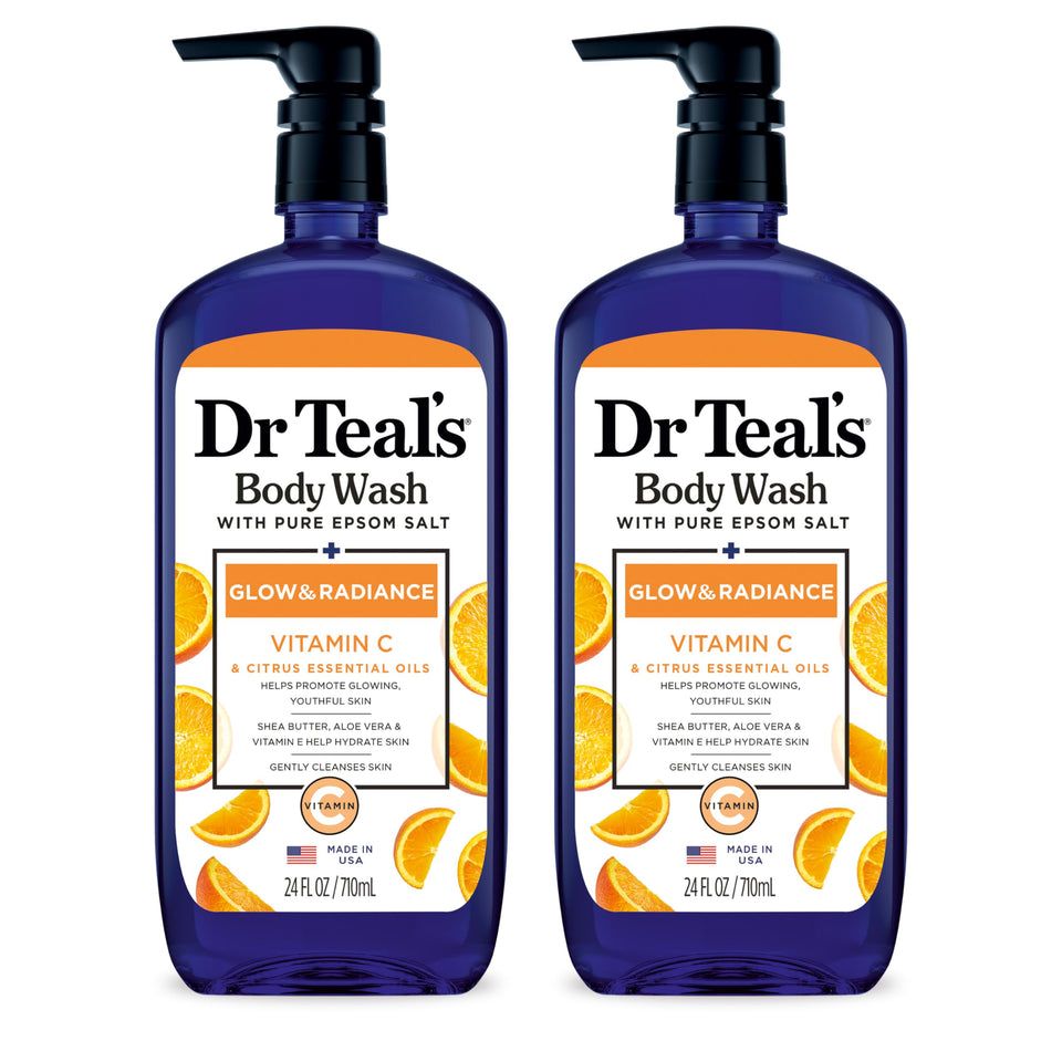 Dr Teal's front packaging showing Glow & Radiance benefits visibly
