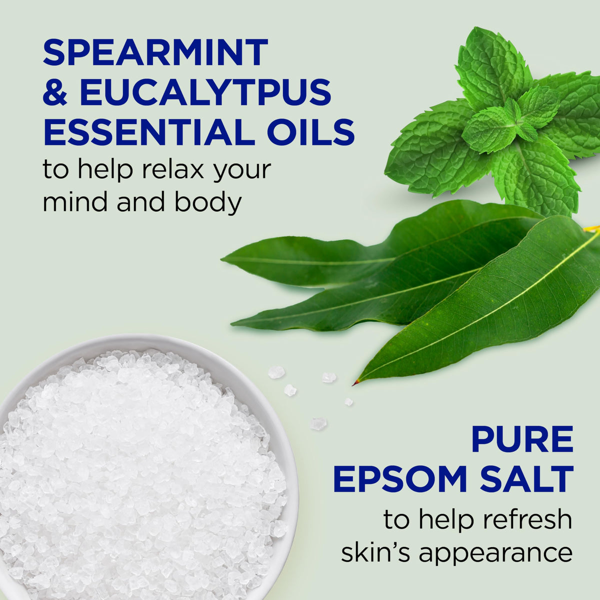 Close-up of Dr Teal's label and ingredients highlighting Epsom salt inclusion