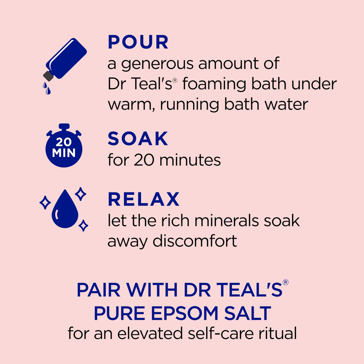 Close-up of Dr Teal's label highlighting ashwagandha and essential oil blend benefits