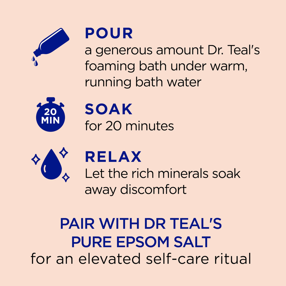 Dr Teal's foaming bath bubbles texture demonstrating long-lasting foam benefits