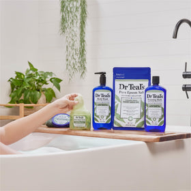 Dr Teal's bottle cap and dispenser showing controlled use and reduced waste