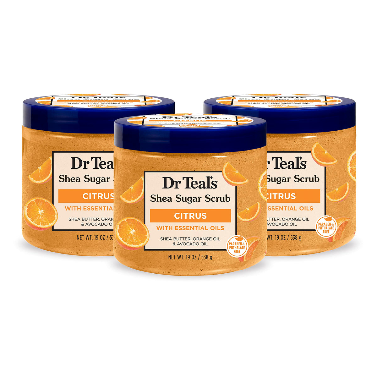 Dr Teal's front packaging showing jar and citrus scent benefits
