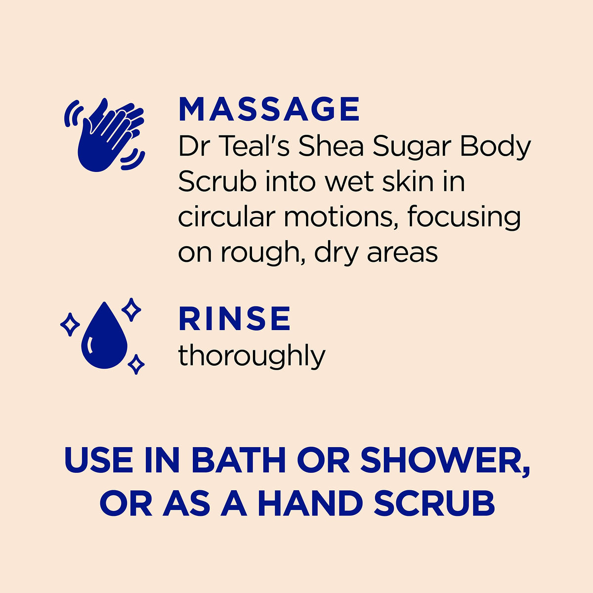 Dr Teal's hand scooping scrub demonstrates easy application and hydration
