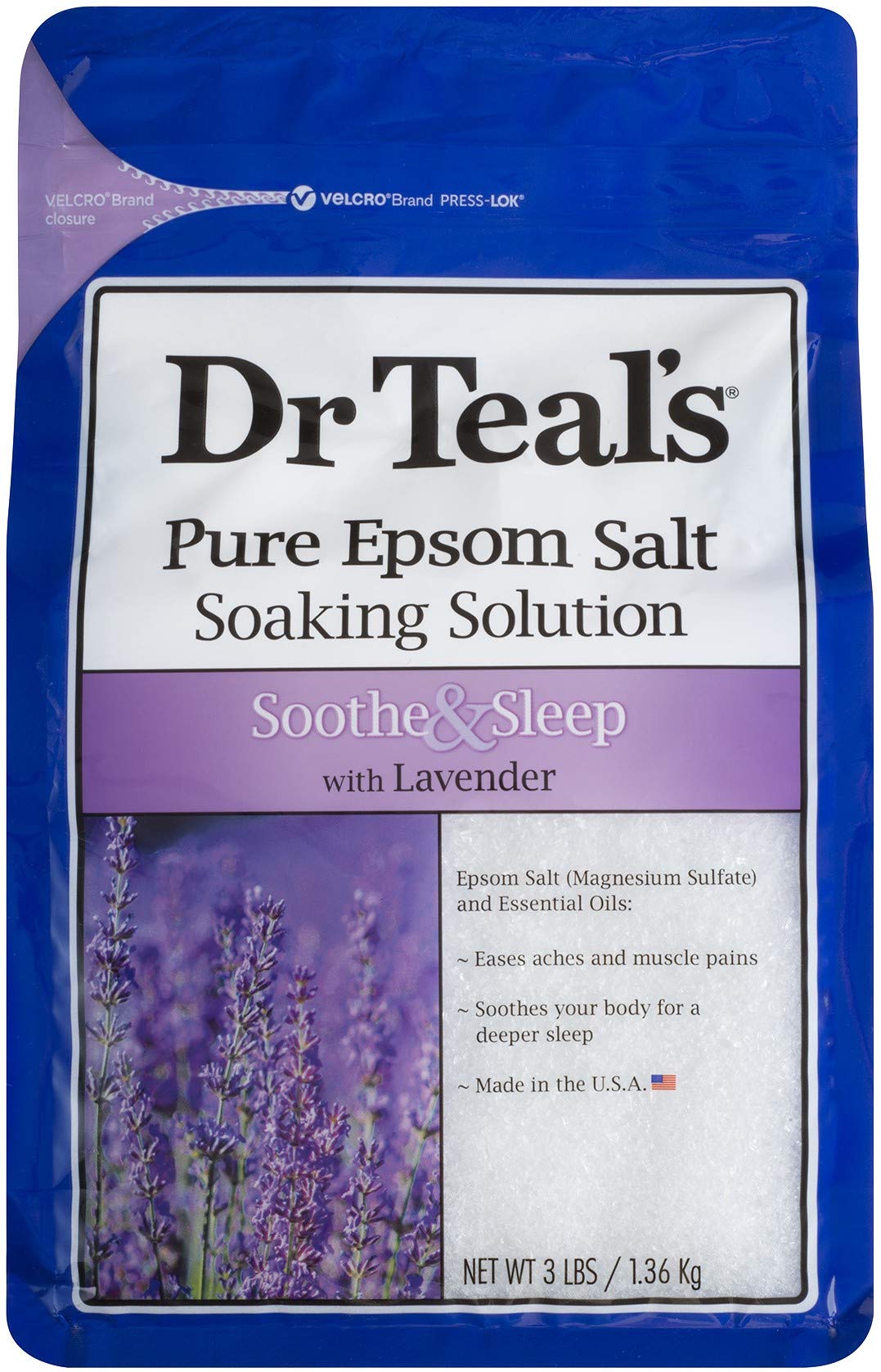 Dr Teal's close-up of Epsom salt crystals highlighting pure texture