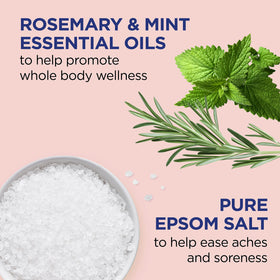 Close-up of Epsom salt crystals from Dr Teal's highlighting mineral texture benefit