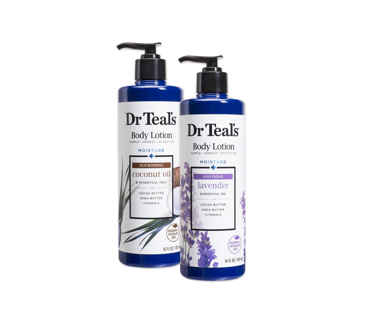Dr Teal's front packaging showing two 16oz bottles, highlighting hydration and convenience