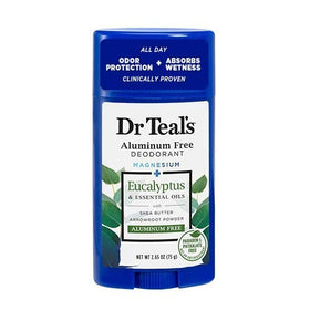 Dr Teal's deodorant being applied to underarm demonstrating easy use and all-day comfort