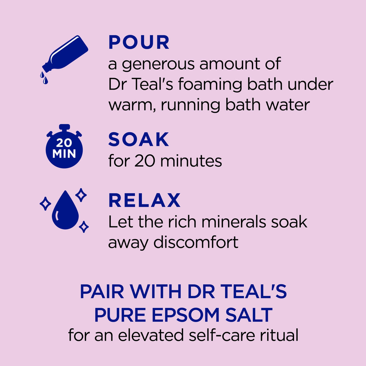 Dr Teal's rich bubbles and foam texture demonstrating gentle cleansing benefit