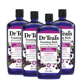 Dr Teal's front packaging showing elderberry scent and benefit calming aroma