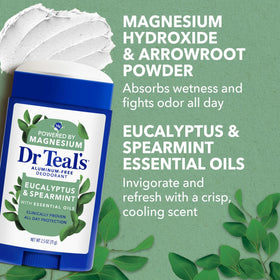 Dr Teal's ingredients label highlighting magnesium, arrowroot, and shea