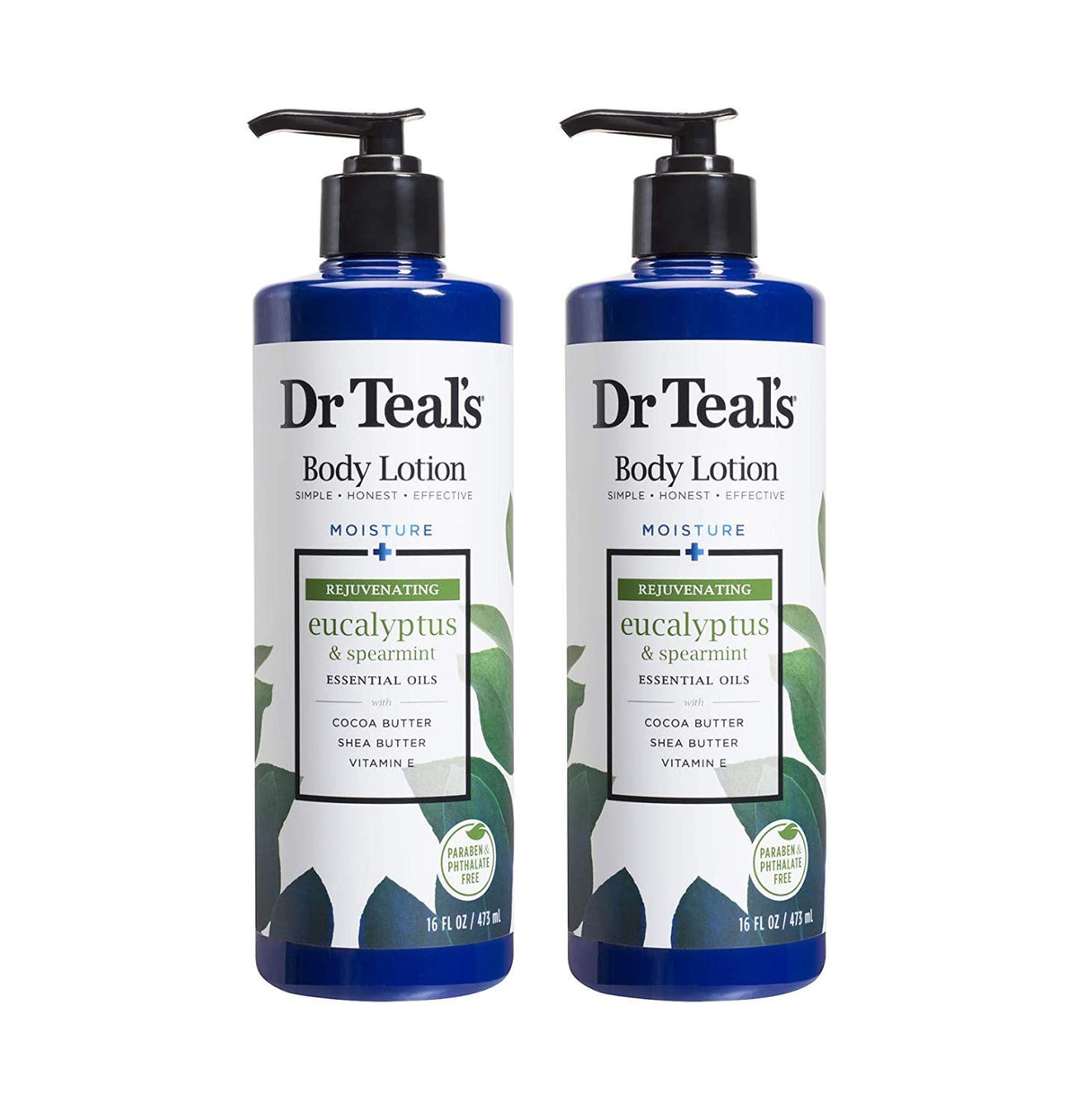 Dr Teal's front packaging showing bottle and calming eucalyptus-spearmint scent benefit