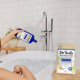 Dr Teal's in-bath lifestyle scene conveying a relaxing self-care routine
