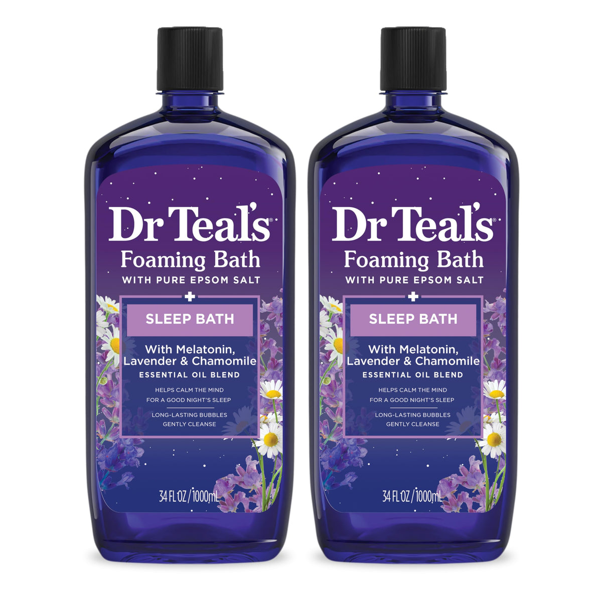 Dr Teal's front label showing product name and calming scent benefits
