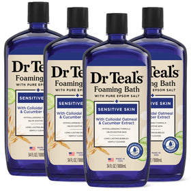 Dr Teal's front label showing product name and soothing formula benefits