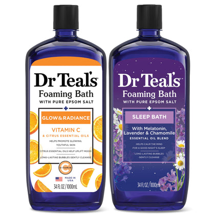Dr Teal's front packaging showing duo pack and calming benefit