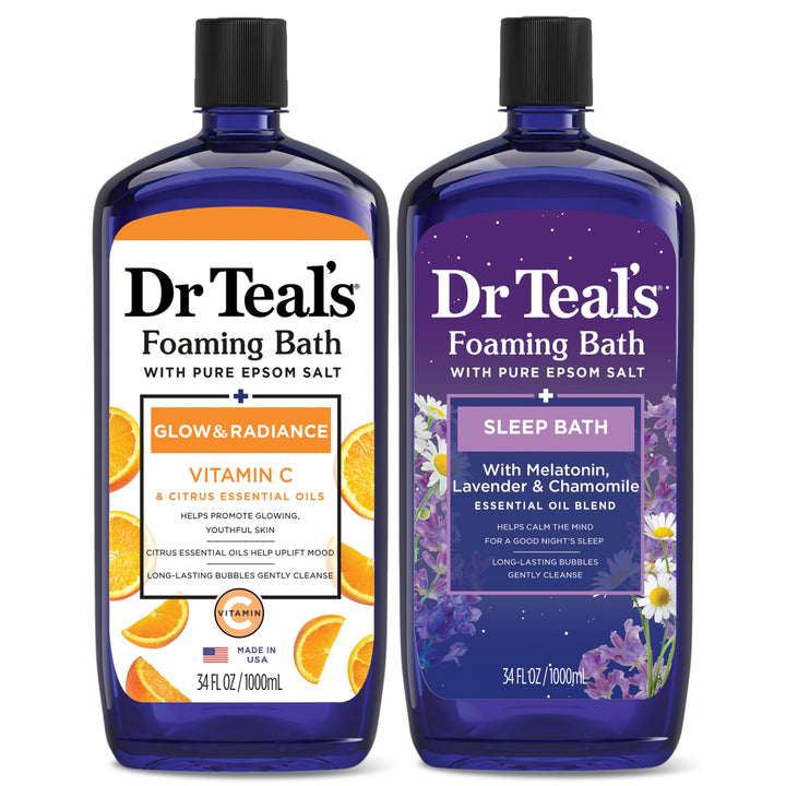 Dr Teal's front packaging showing duo pack and calming benefit
