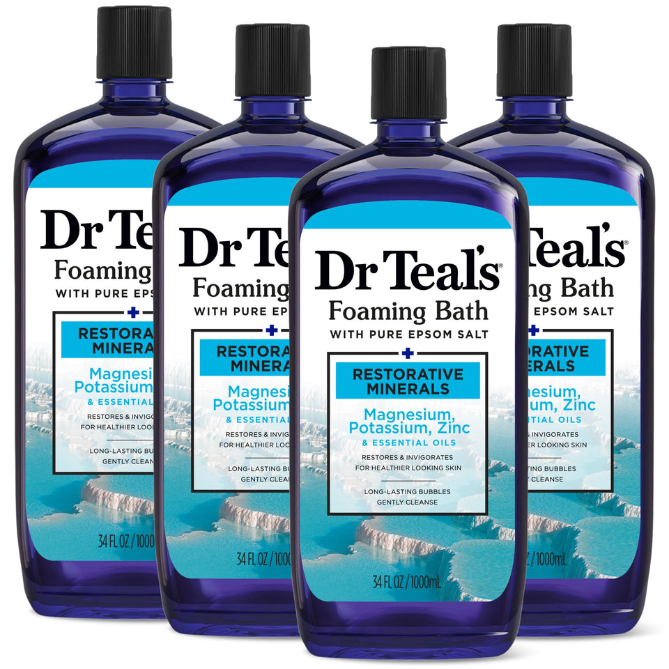 Dr Teal's front packaging showing bottle and label, communicates trusted self-care