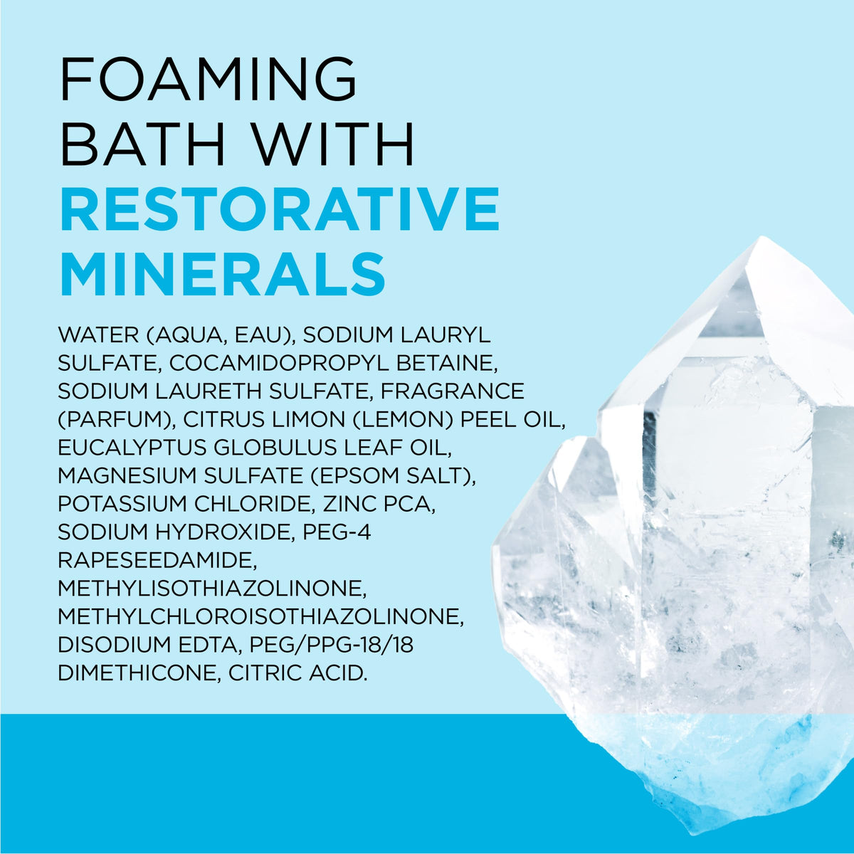Dr Teal's ingredients label close-up highlighting mineral blend