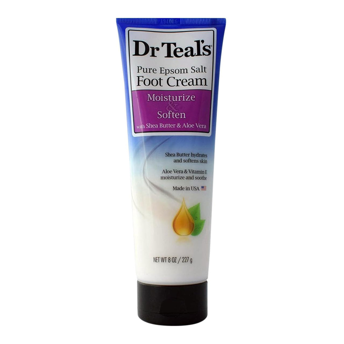 Dr Teal's front jar view showing soothing foot cream for deep hydration